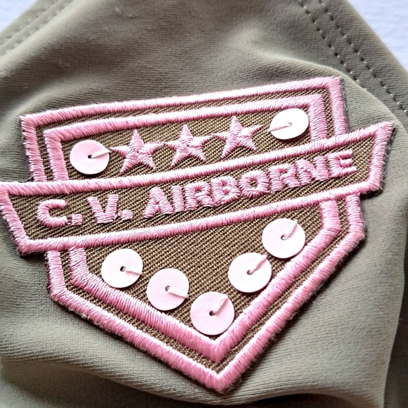 Olive Green Triangle Bikini Top with Patches - Picture 2 of 8